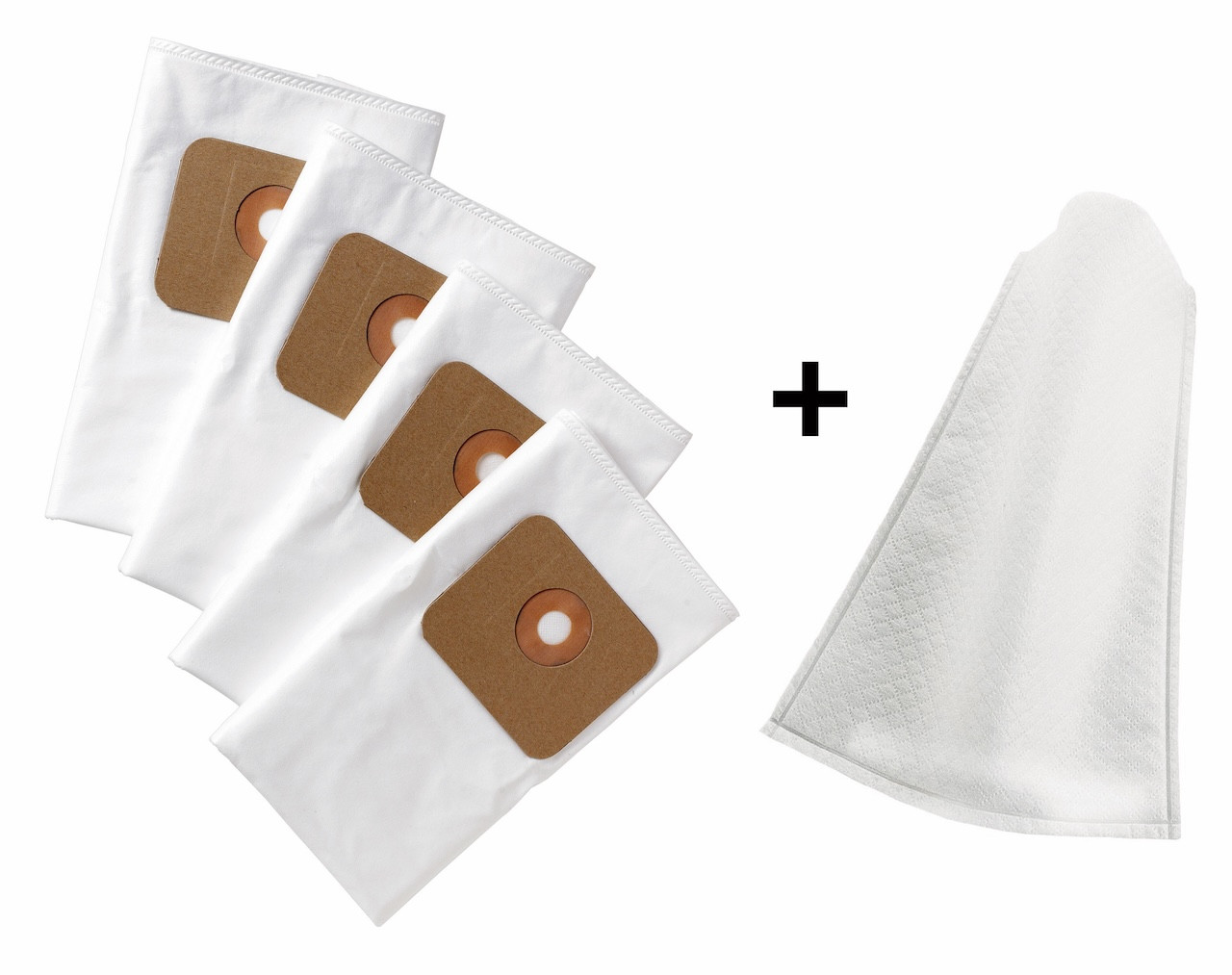 Sacs filtrants et jeu de filtres humides pour aspirateurs Humides-Secs NTS 20 & NTS 25 - 4 SACS FILTRANTS Ø 65MM + 1 FILTRE HUMI