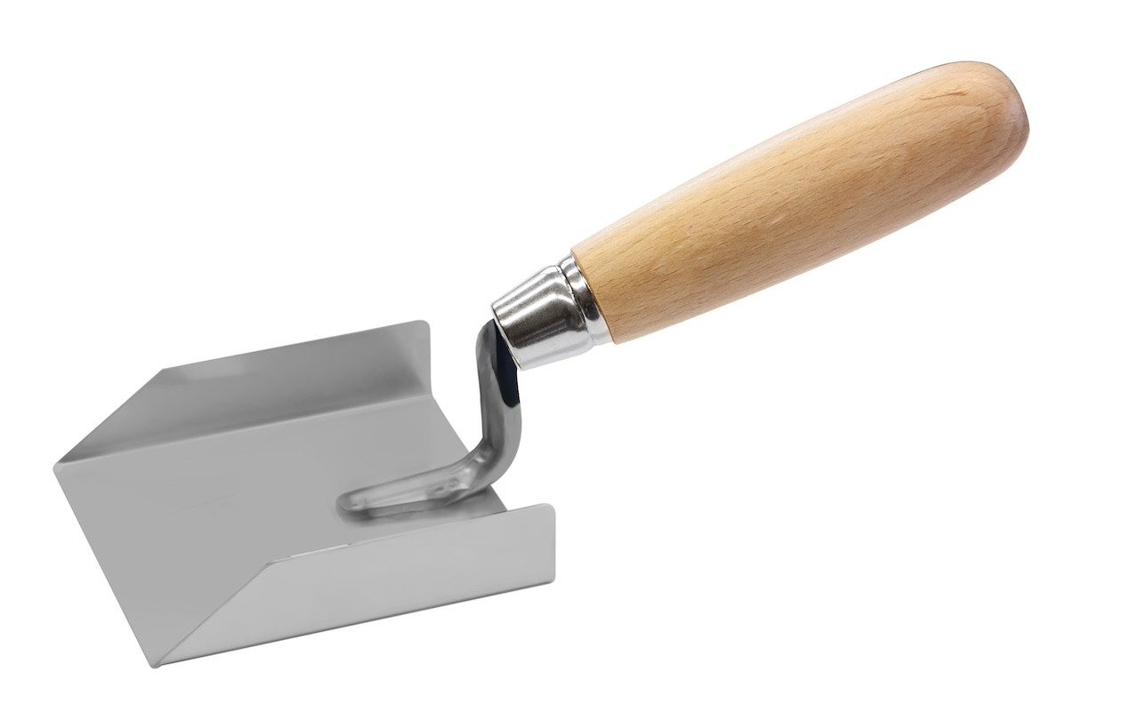 Spatule d'angle pour plâtrier - inox - bois - 80x80mm
