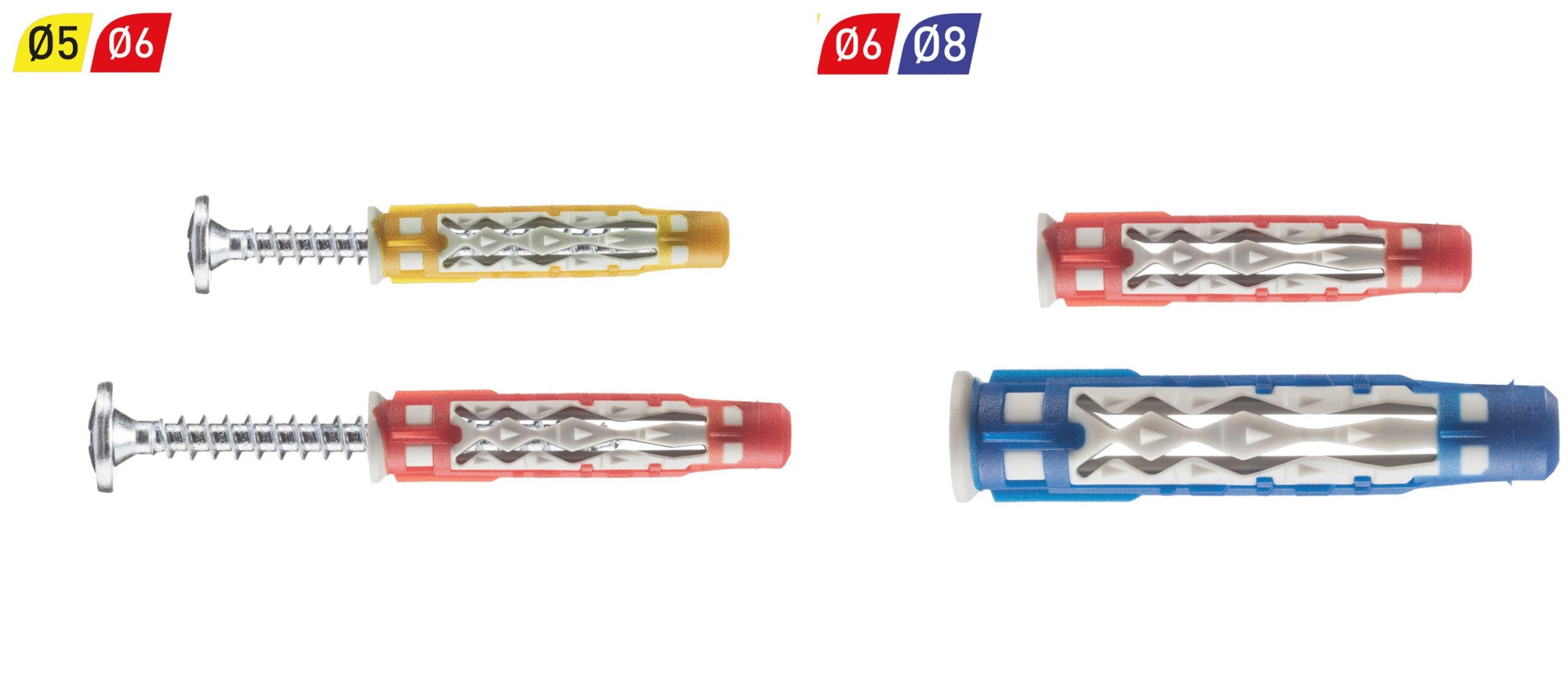 Bidon de 300 chevilles bi-matière COLORTECH 5x30 avec vis tête plate SPIT 565193