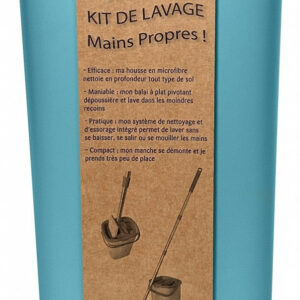 Balai à plat + seau double bac/bouchon vidange, manche inox + 1 recharge microfibre kit Evolution Bigbross