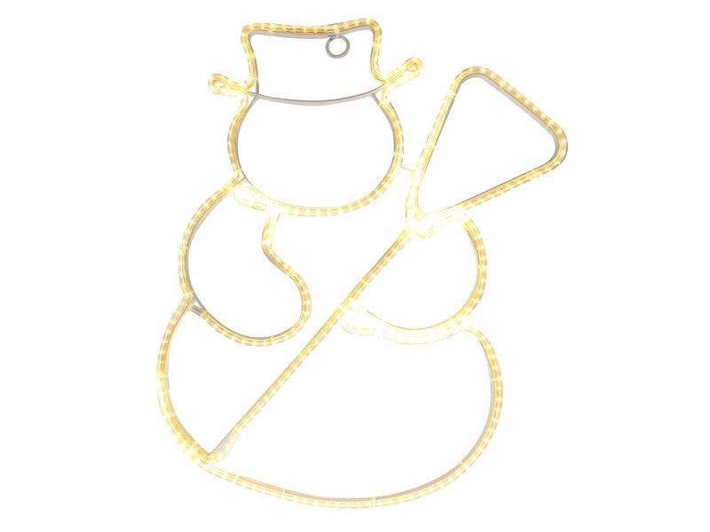 Decor noel lumineux int/ext bonhomme neige h47cm 288 led blanc chaud cable transparent 5m