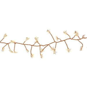 Guirlande lumineuse int boa avec etoiles 160 led blanc chaud a piles cable cuivre 2m