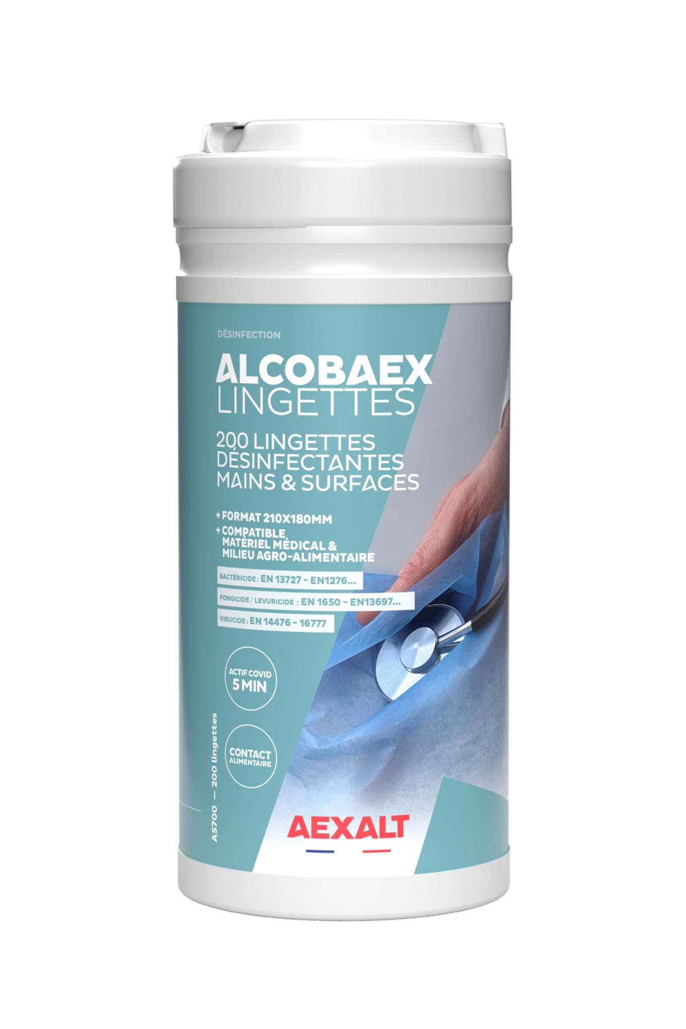 Boîte de 200 lingettes ALCOBAEX 200 x 200 mm AEXALT AS700