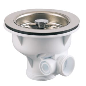 Bonde à panier avec grille inox pour évier épais D90 sans trop plein VALENTIN 00 408000 000 00