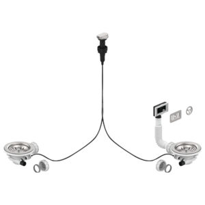 Bonde de vidage automatique D90 mm pour évier double cuve VALENTIN 00 438000 000 00