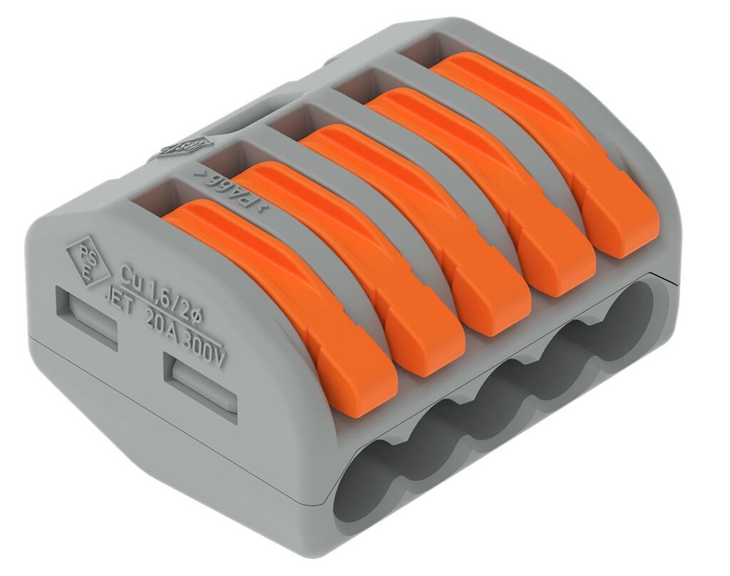Borne pour boîte de dérivation CLASSIC avec leviers 2,50 mm² gris WAGO 222-415