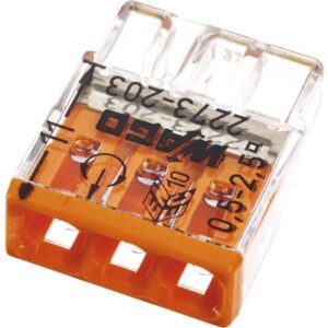 Borne pour boîtes de dérivation COMPACT avec boîtier transparent 3 conducteurs boîte de 100 WAGO 2273-203