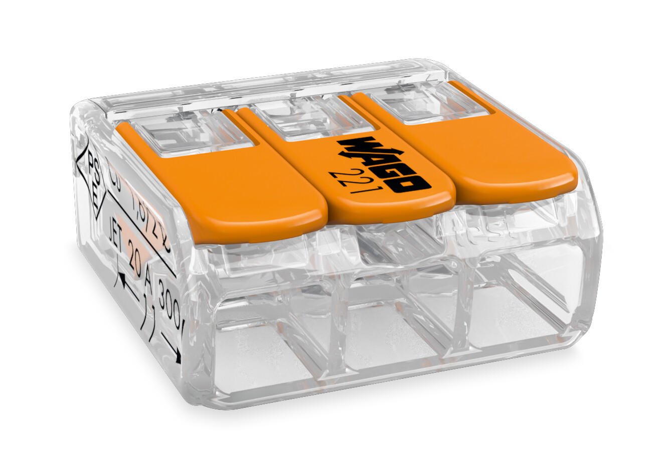 Bornes de raccordement COMPACT 4 mm² transparent WAGO 221-413 BT 50