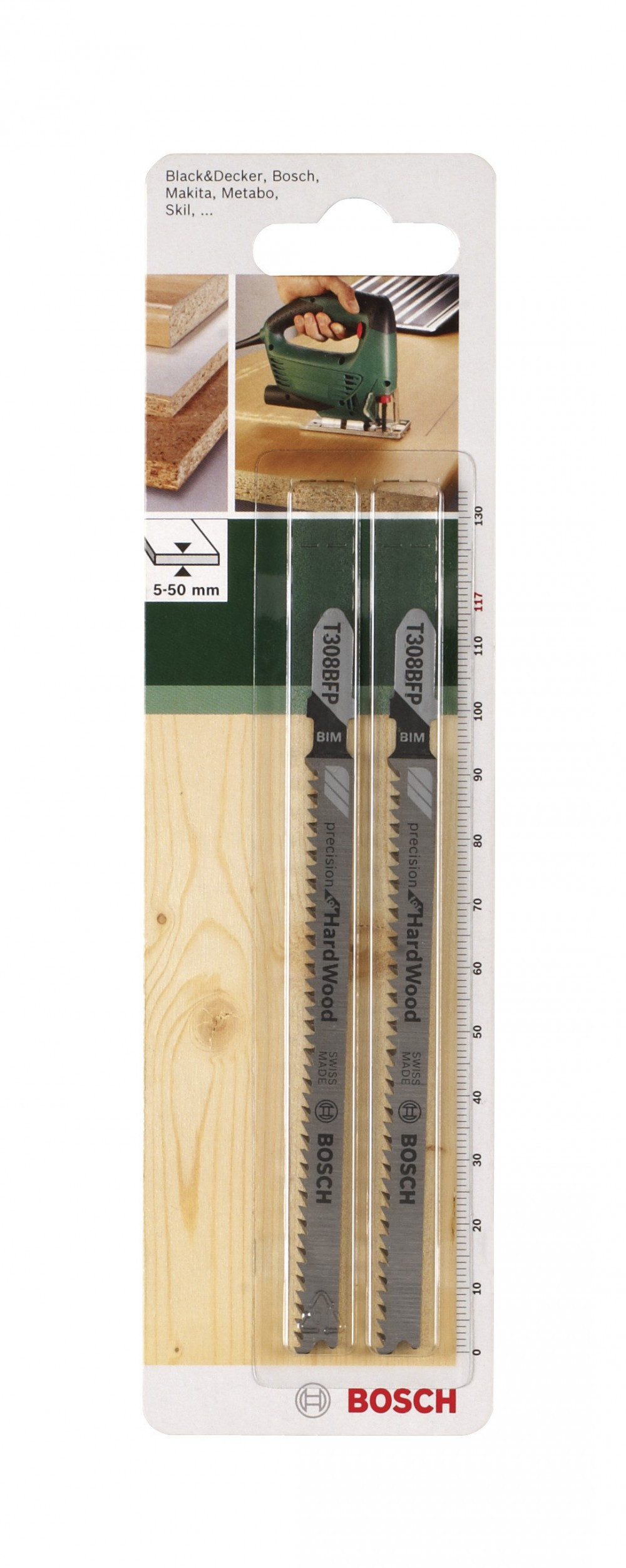 Lot de 2 lames coupe fine et nette BOSCH T308bfp pour bois massifs