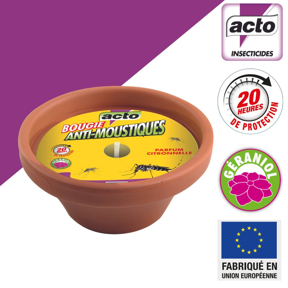 Bougie anti-moustiques d'extérieur à la citronnelle