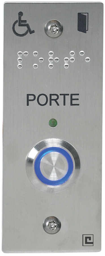 Bouton poussoir NO/NF sur plaque inox 40 x 100 mm loi PMR avec 2 vis anti-vandales HERACLES PL40NFLH