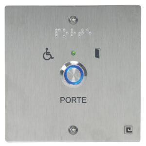 Bouton poussoir NO/NF sur plaque inox 80 x 80 mm loi PMR avec 2 vis anti-vandales HERACLES PL80NFLH