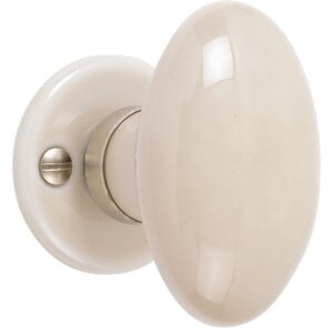 Bouton simple oval carré 7 mm nickelé mat sur rosace coquille œuf MERIGOUS V314111435NMV