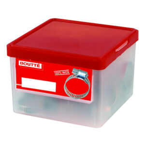 Boîte de 50 colliers bande ajourée inox de serrage, l. 8mm, Ø 10/16