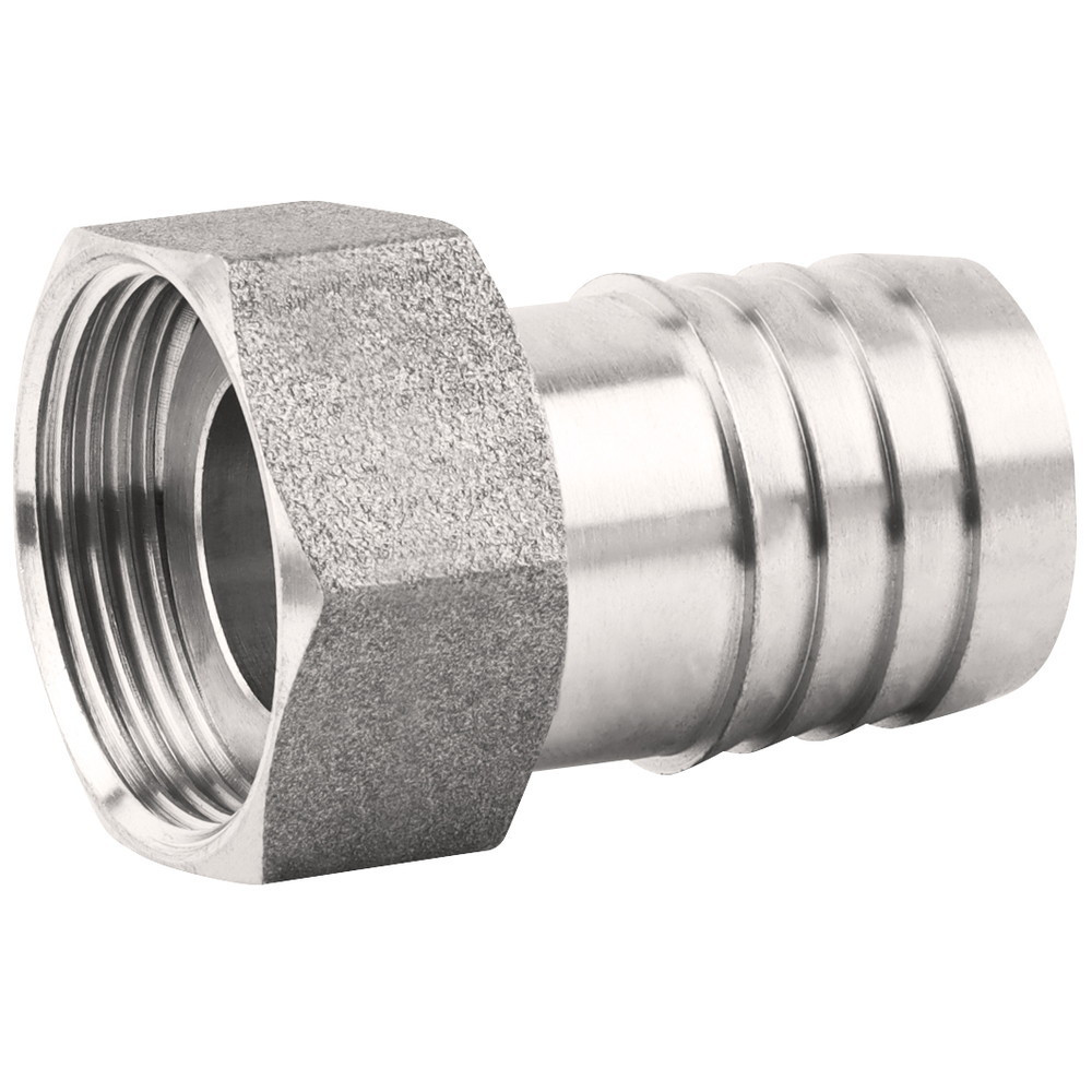 Embout inox 316L femelle 26x34 à écrou mobile, pour tuyau Ø25, Ø crans 26,5 ACS