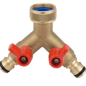 Jonction Y Boutté avec robinet 20 x 27 - raccord laiton 2 voies