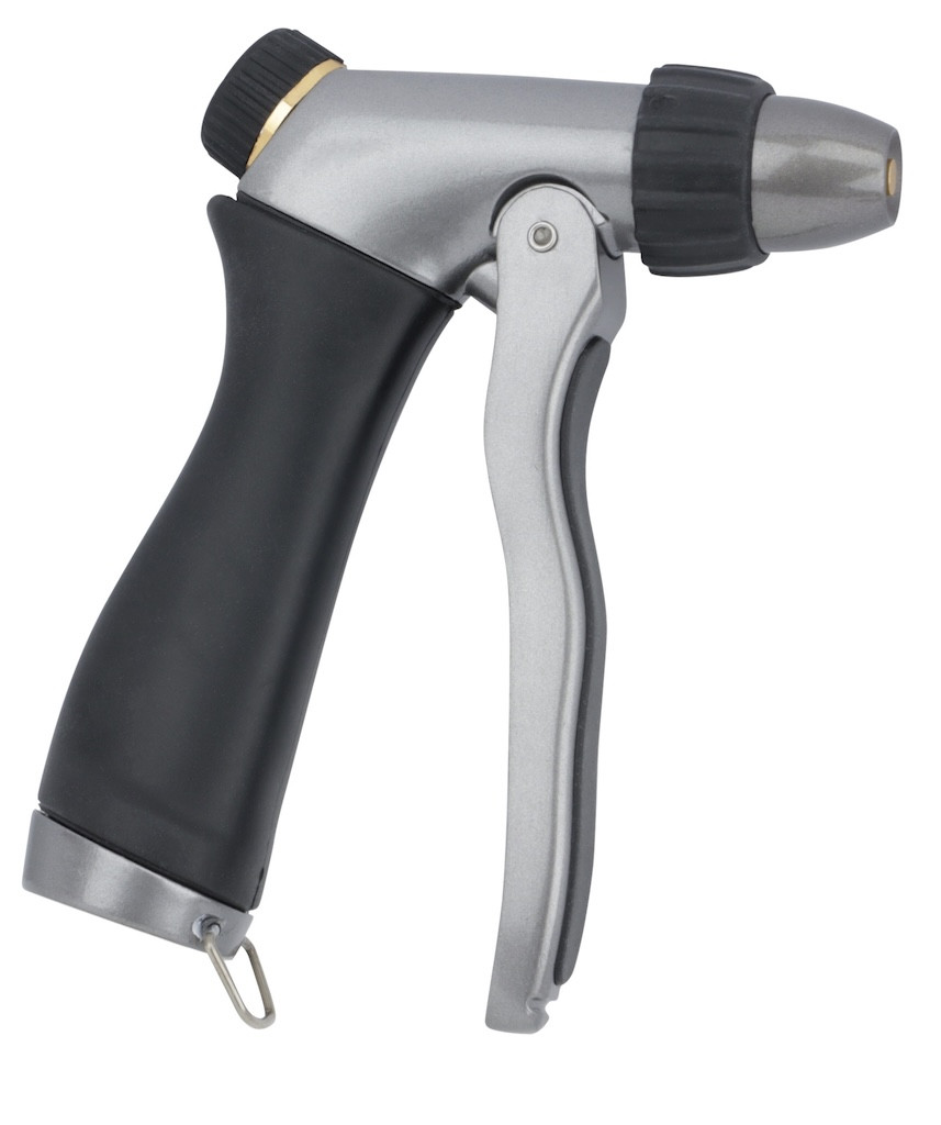 Pistolet d’arrosage métal brossé - régulateur de débit avec gâchette avant