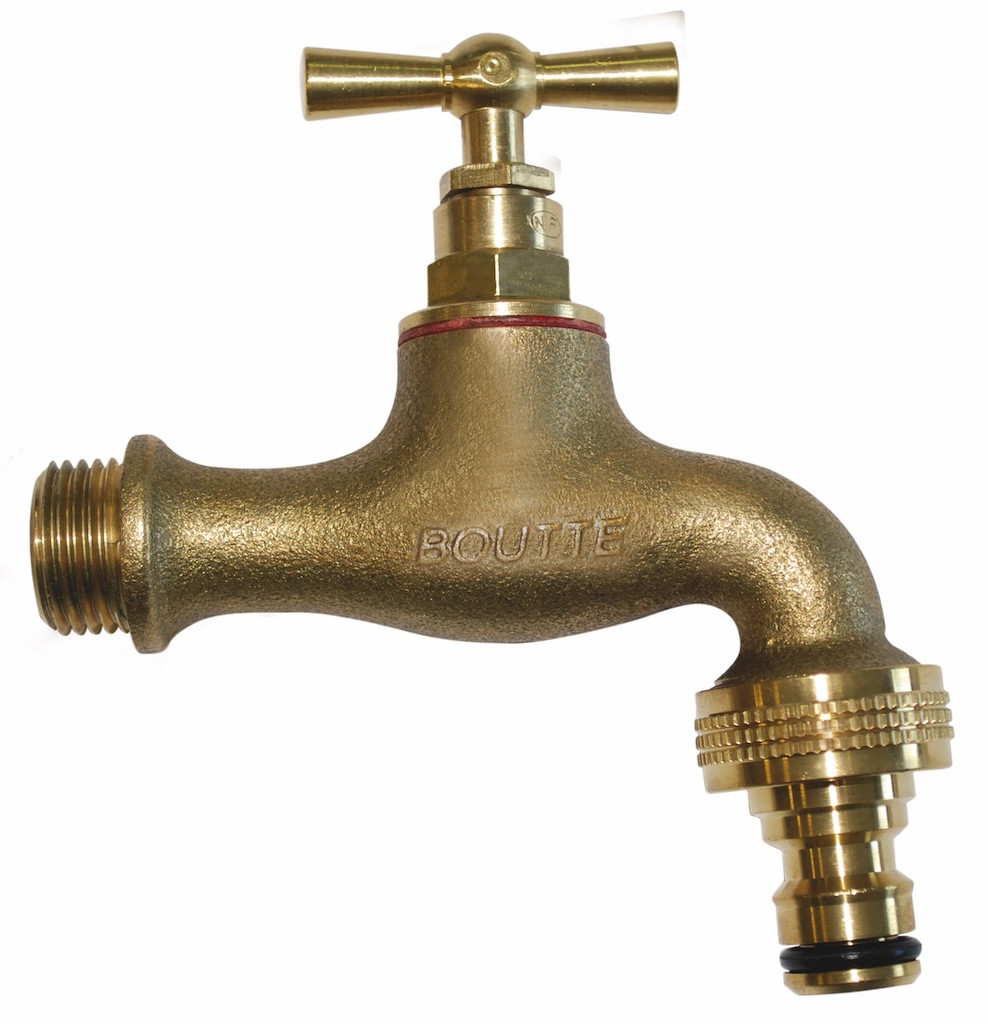 Robinet à clapet M15x21-M20x27 en laiton - avec nez rapide
