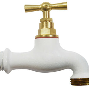 Robinet d’arrosage Boutté en laiton blanc - entrée mâle 15 x 21 et sortie mâle 20 x 27