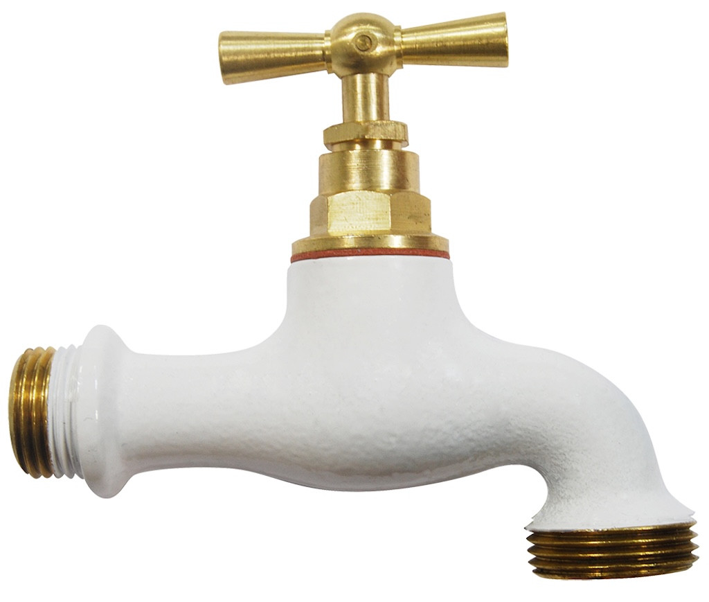 Robinet d’arrosage Boutté en laiton blanc - entrée mâle 15 x 21 et sortie mâle 20 x 27