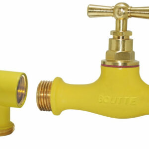 Robinet d’arrosage Boutté en laiton jaune - entrée mâle 15 x 21 et sortie mâle 20 x 27