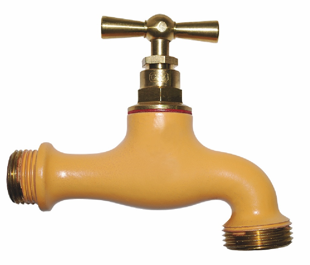 Robinet d’arrosage Boutté en laiton ocre - entrée mâle 15 x 21 et sortie mâle 20 x 27