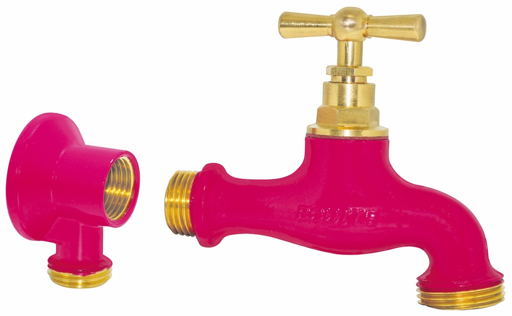 Robinet d’arrosage Boutté en laiton rose - entrée mâle 15 x 21 et sortie mâle 20 x 27