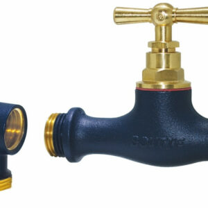 Robinet de jardin Boutté Saphir en laiton bleu - entrée M15 x 21 et nez M20 x 27