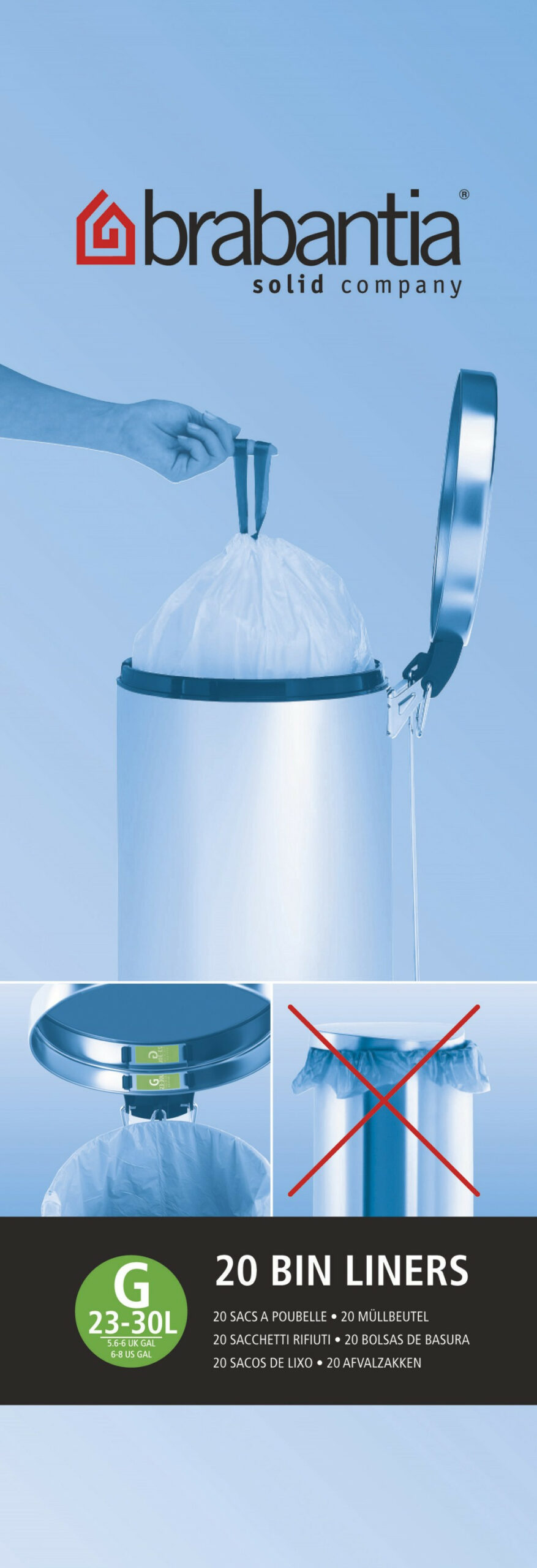 Sacs-poubelle BRABANTIA blanc, 30 l