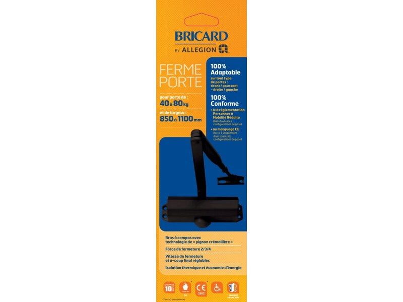 Ferme-porte a coulisses BRICARD 6100203 Force 3, acier noir