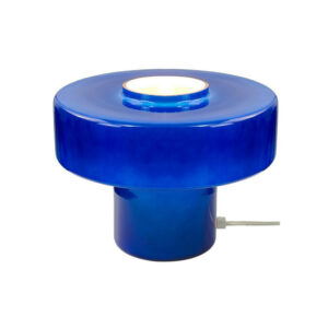 Lampe Foza, verre, bleu, H.19 cm, E27