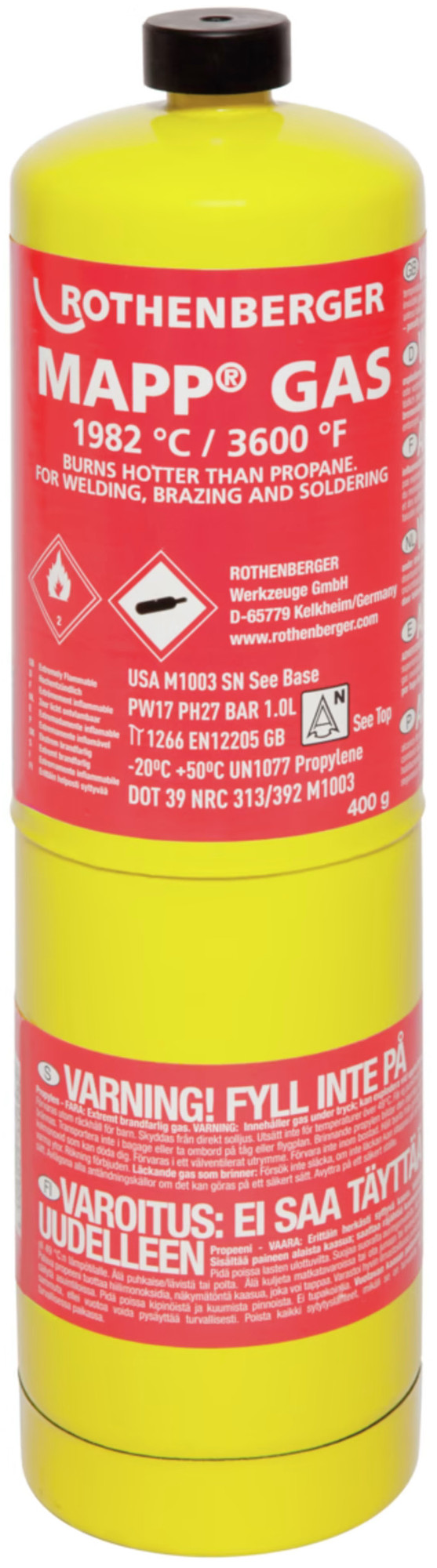 Cartouche de gaz Mapp US 400 g 750 ml ROTHENBERGER 35698