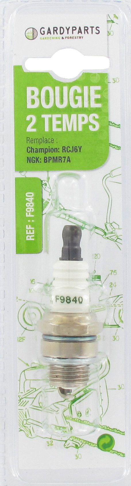 Bougie d'allumage adaptable sous coque remplace RCJ6Y - CA6, NGK: BPMR7A