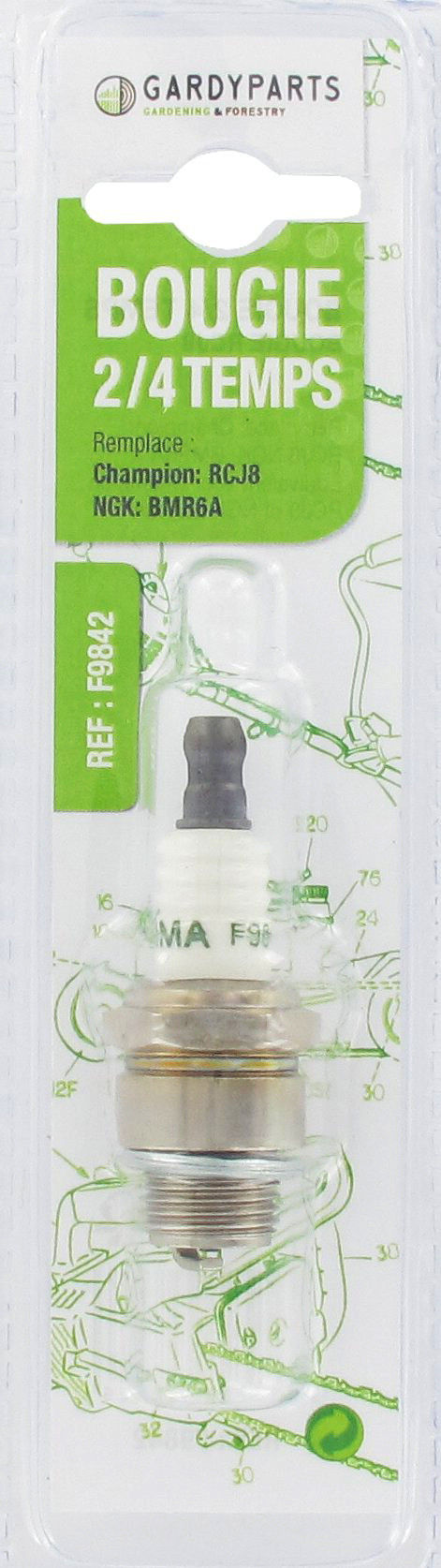 Bougie d'allumage adaptable sous coque remplace RCJ8 - CAR8E, NGK: BMR6A