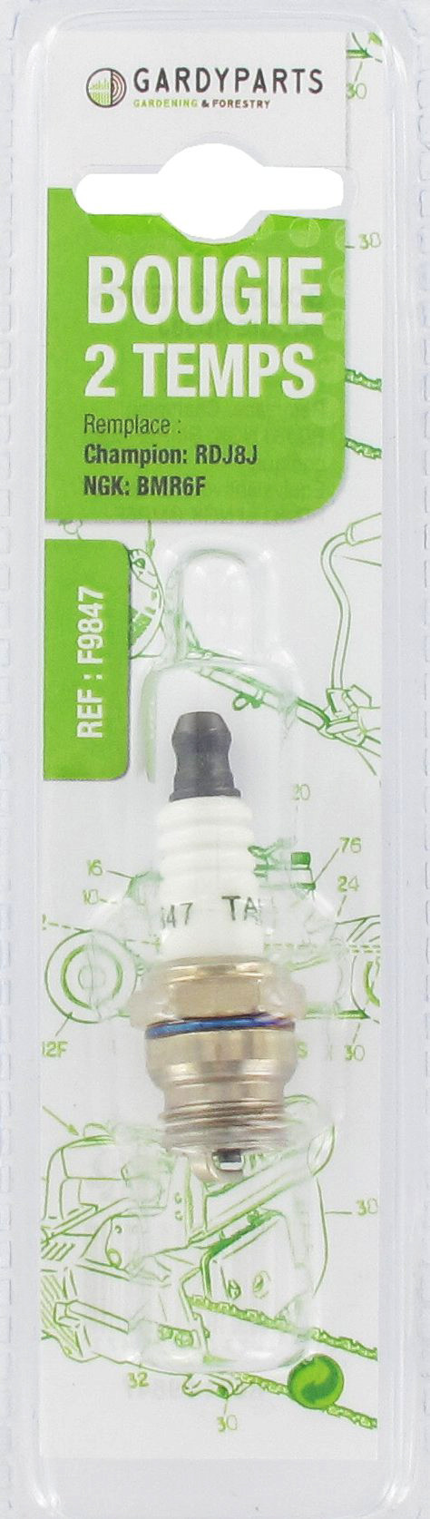 Bougie d'allumage adaptable sous coque remplace RDJ8J - CNR8E, NGK: BMR6F