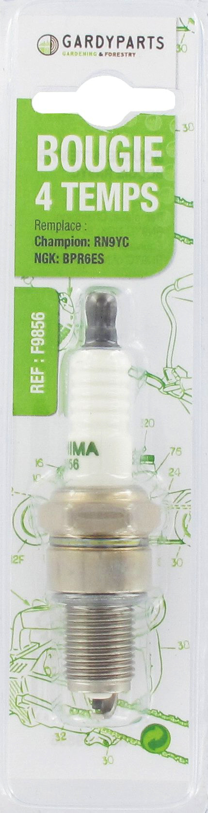 Bougie d'allumage adaptable sous coque remplace RN9YC / SCR9C, NGK: BPR6ES