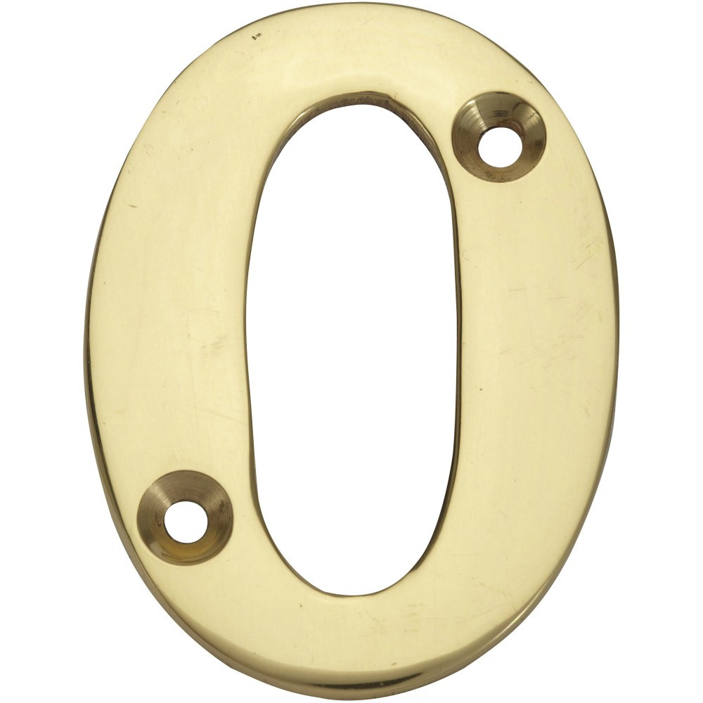 Chiffre 0 en laiton poli H.5.1 x l.3.5 cm
