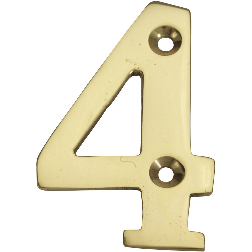 Chiffre 4 en laiton poli H.5.1 x l.3.5 cm