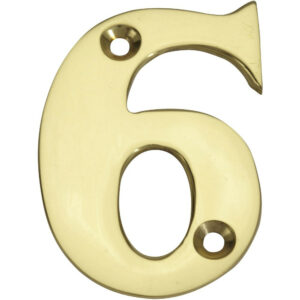 Chiffre 6 en laiton poli H.5.1 x l.3.5 cm