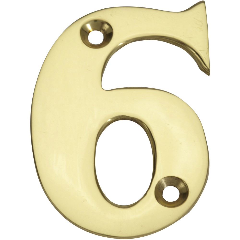 Chiffre 6 en laiton poli H.5.1 x l.3.5 cm