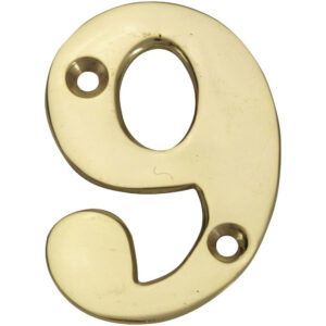 Chiffre 9 en laiton poli H.5.1 x l.3.5 cm