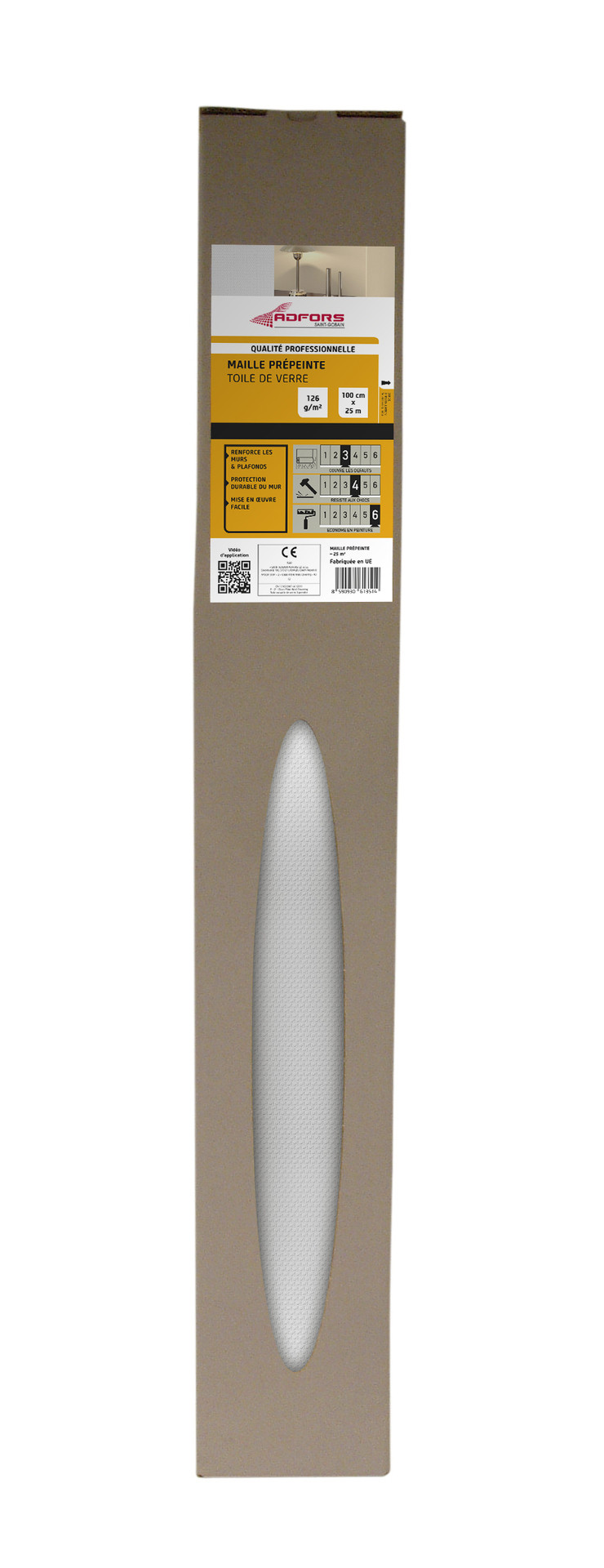 Fibre de verre 126 g/m² Sta maille prepeint 25m