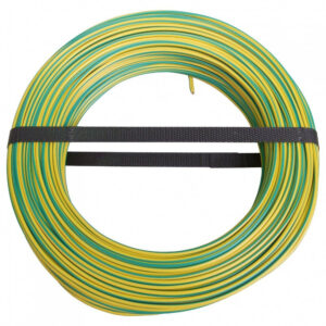 Fil électrique 2.5 mm² h07vu L.100 m, vert / jaune