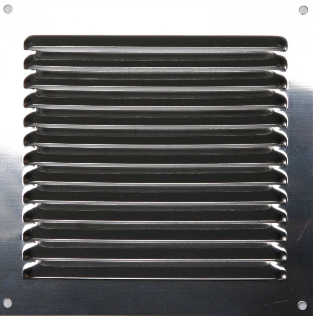 Grille d'aération acier inoxydable naturel, L.15 x l.15 cm