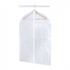 Housse à vêtements courte plastique blanc, H.90 x l.60 x P.60 cm