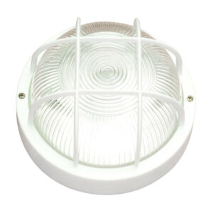 Hublot E27 avec grillage, max 60 W, sans ampoule, rond, blanc