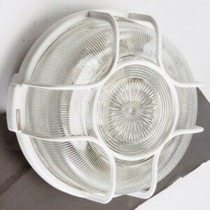 Hublot E27 + grille, sans ampoule, rond, blanc