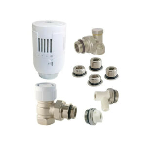Kit thermostatique T303 équerre universel complet en laiton blanc