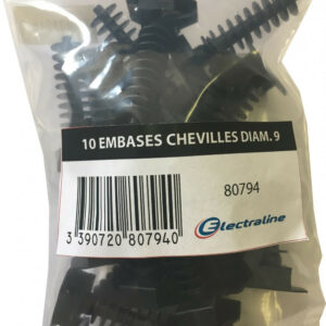 Lot de 10 embases pour cheville, L.9 mm