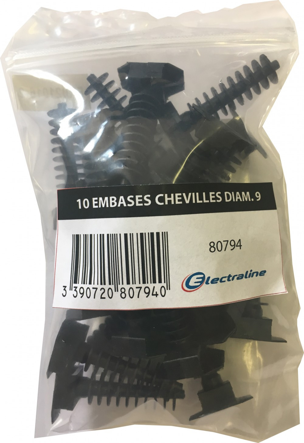 Lot de 10 embases pour cheville, L.9 mm